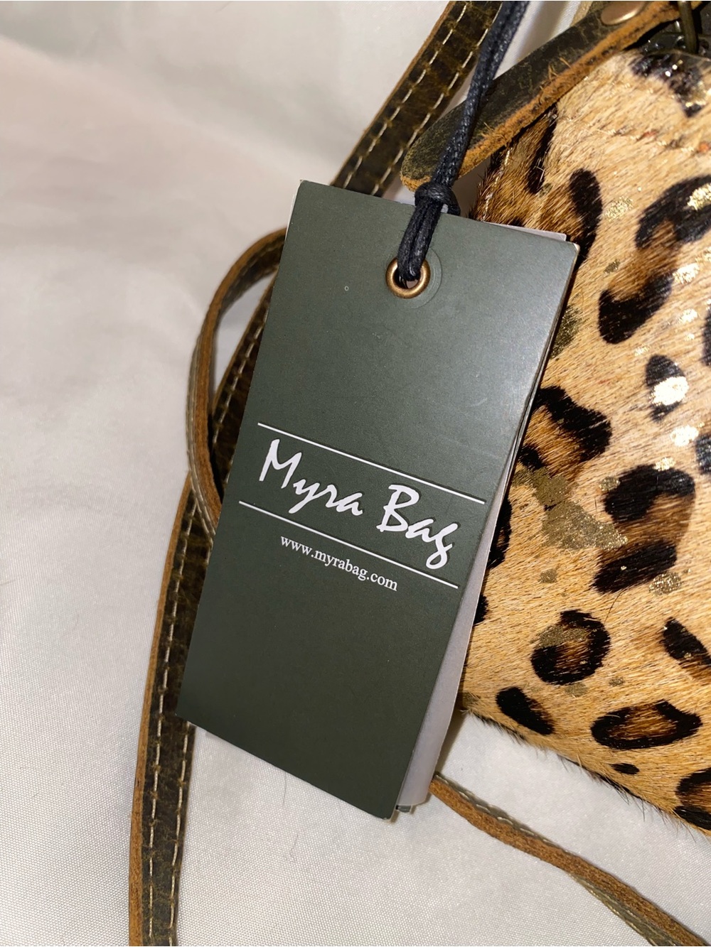 Myra Bag Tamer Canvas and Hairon Leopard Print Crossbody in Brown and Black - Picture 6 of 9